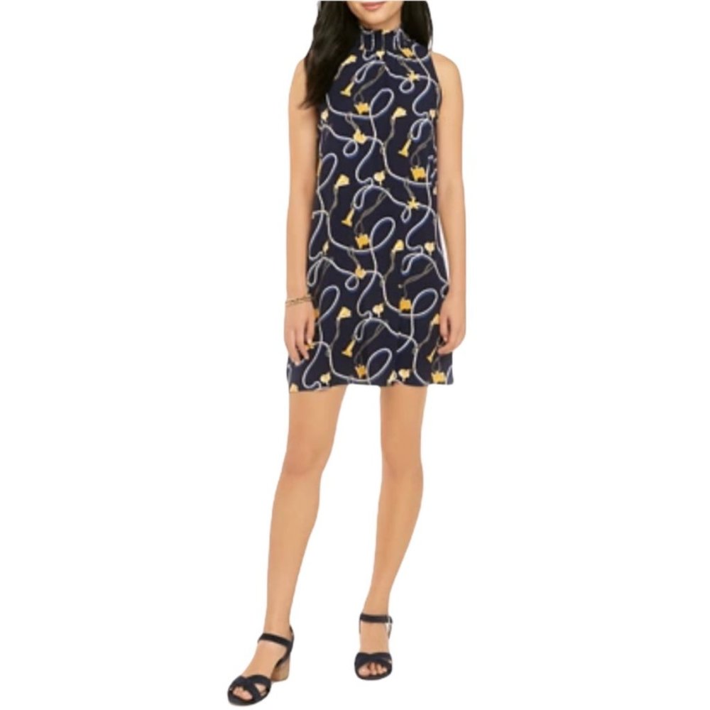 Crown + Ivy Sleeveless Smocked Printed Dress 100% Rayon EUC